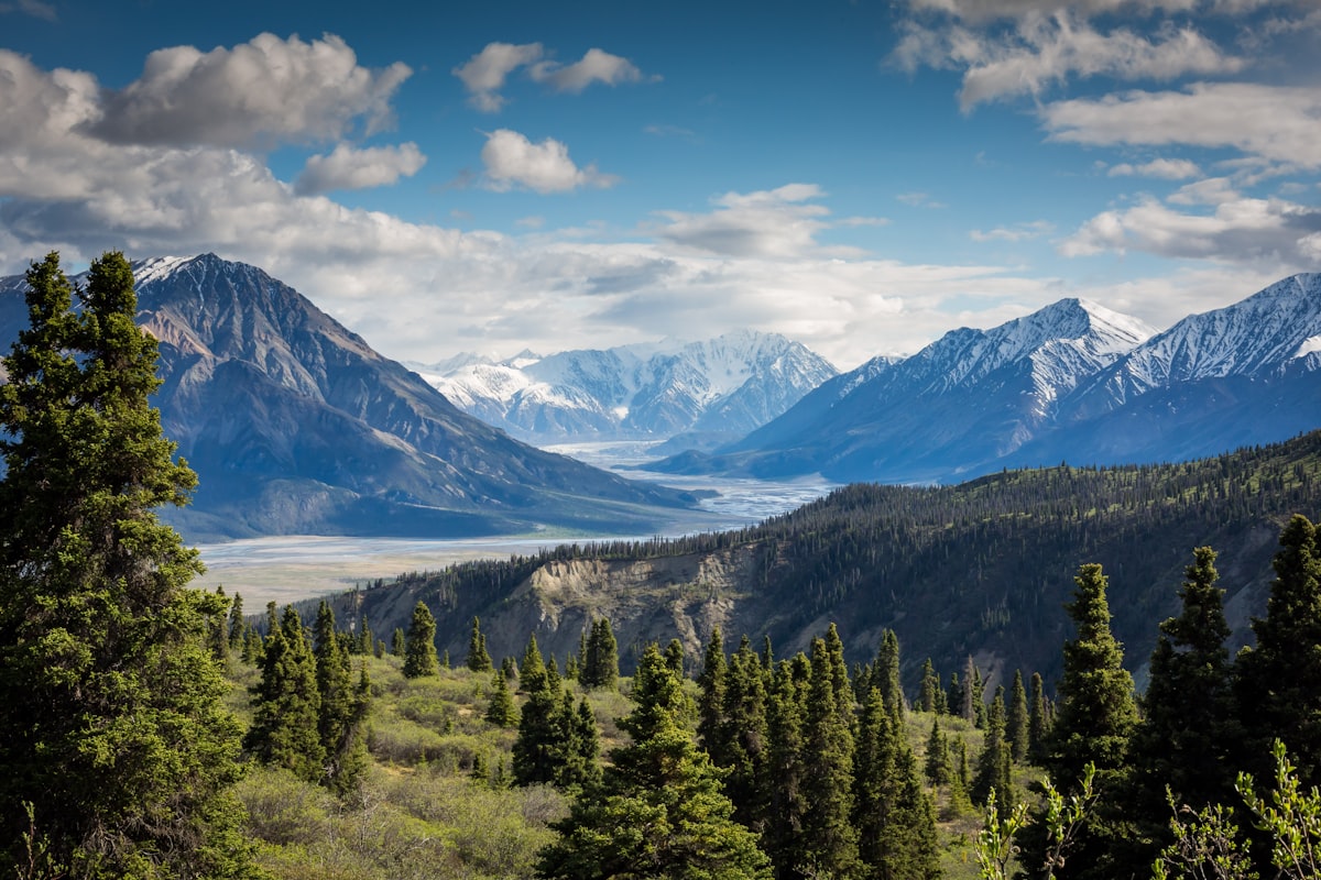 Mountain landscape beneath a wide sky